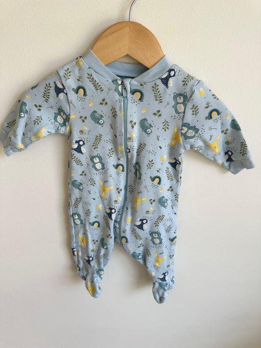 Blue Woodlands + Leaves Sleeper / 0-3m