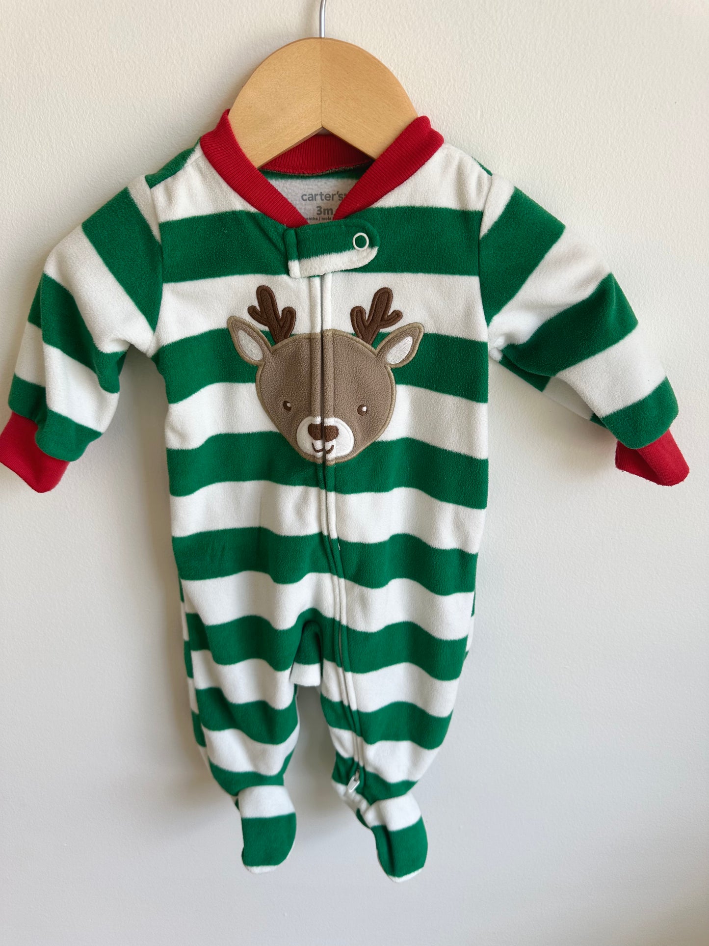 Reindeer Striped Fleece Sleeper / 3m