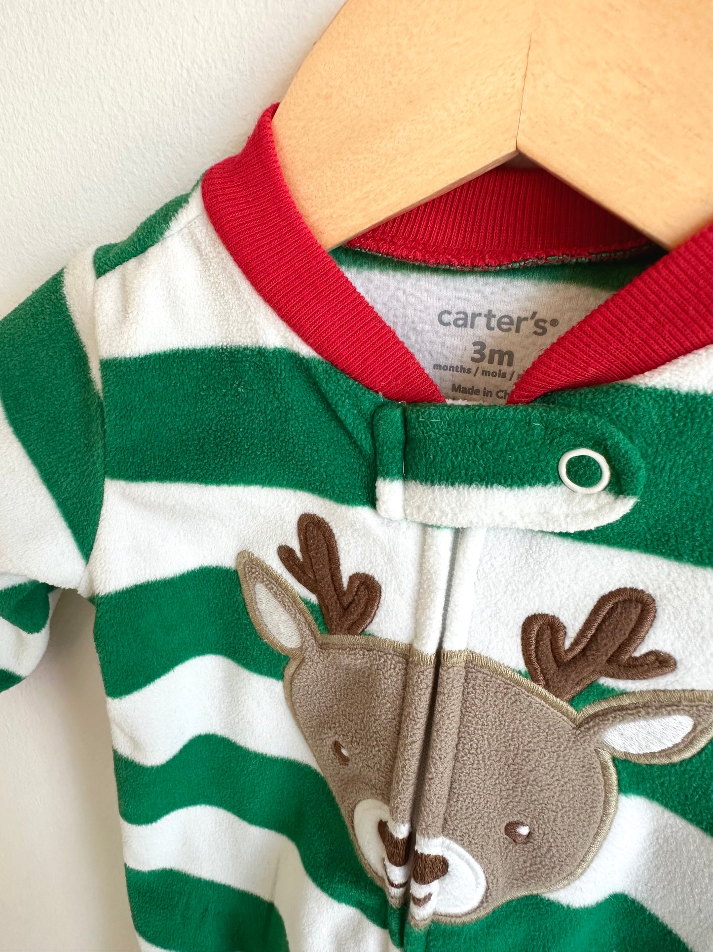 Reindeer Striped Fleece Sleeper / 3m