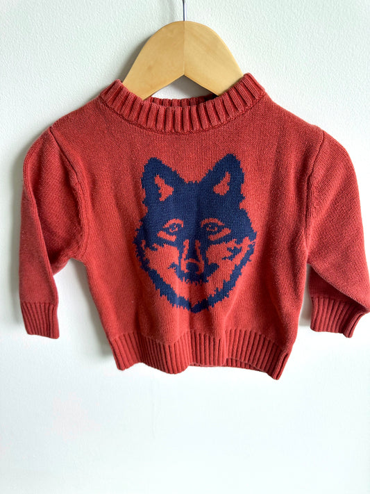 Rust Wolf Knit Crewneck / 12m