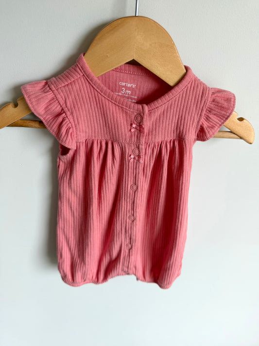 Coral Snap Romper / 3m