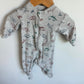 Grey Dino Two Way Zip Sleeper / 0-3m