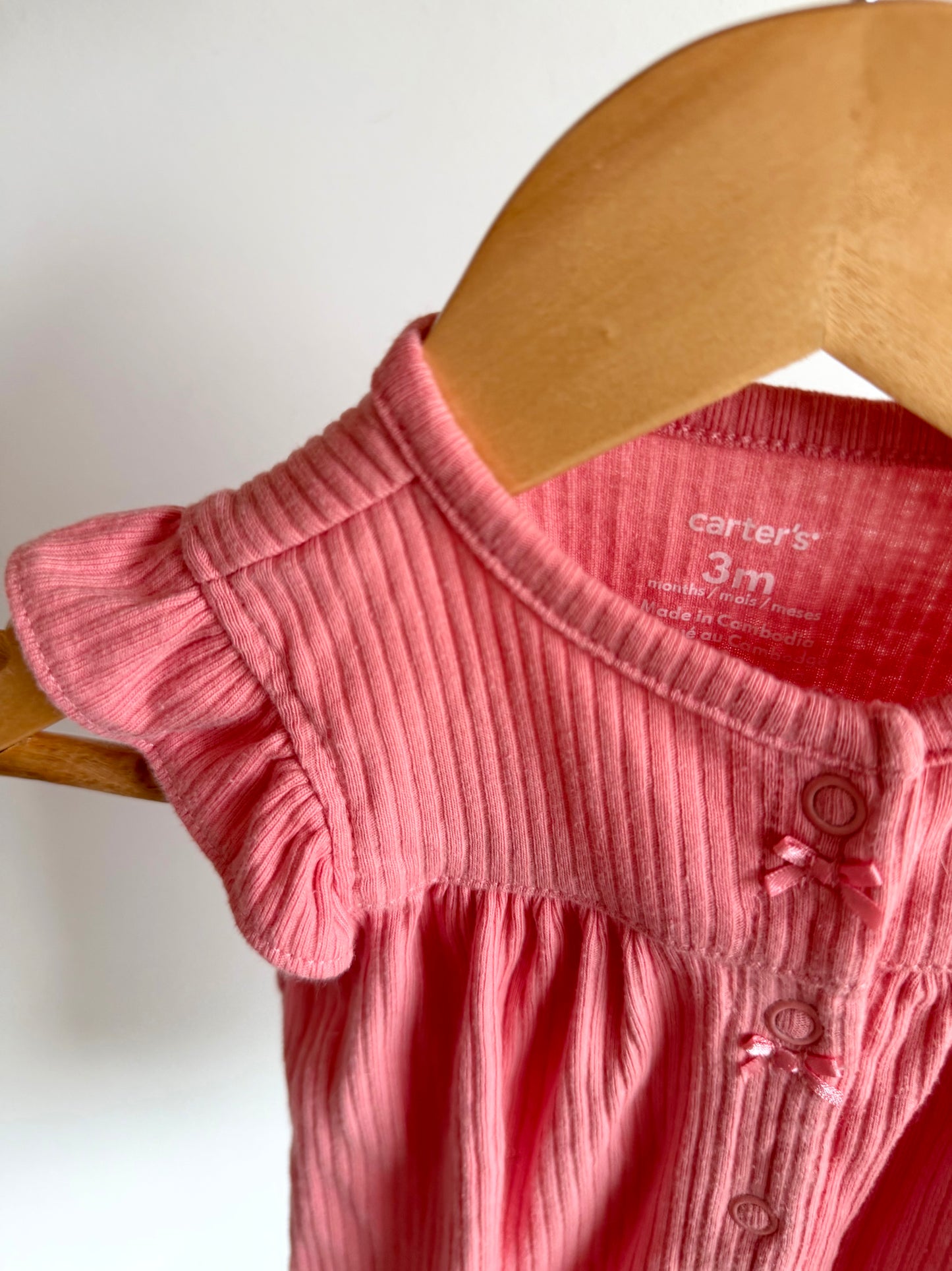 Coral Snap Romper / 3m