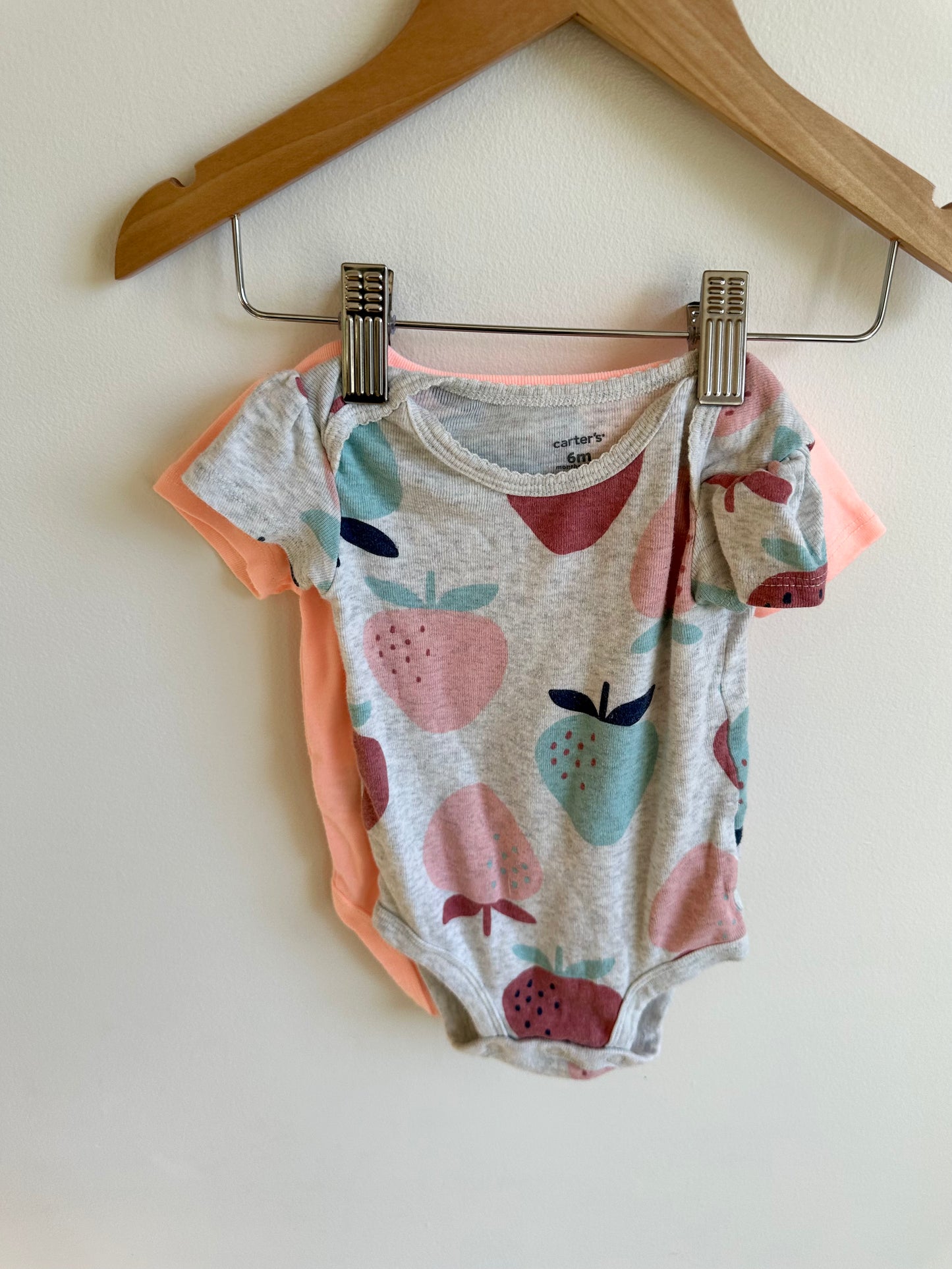 Set of 2 Bodysuits (Coral + Fruit) / 6m