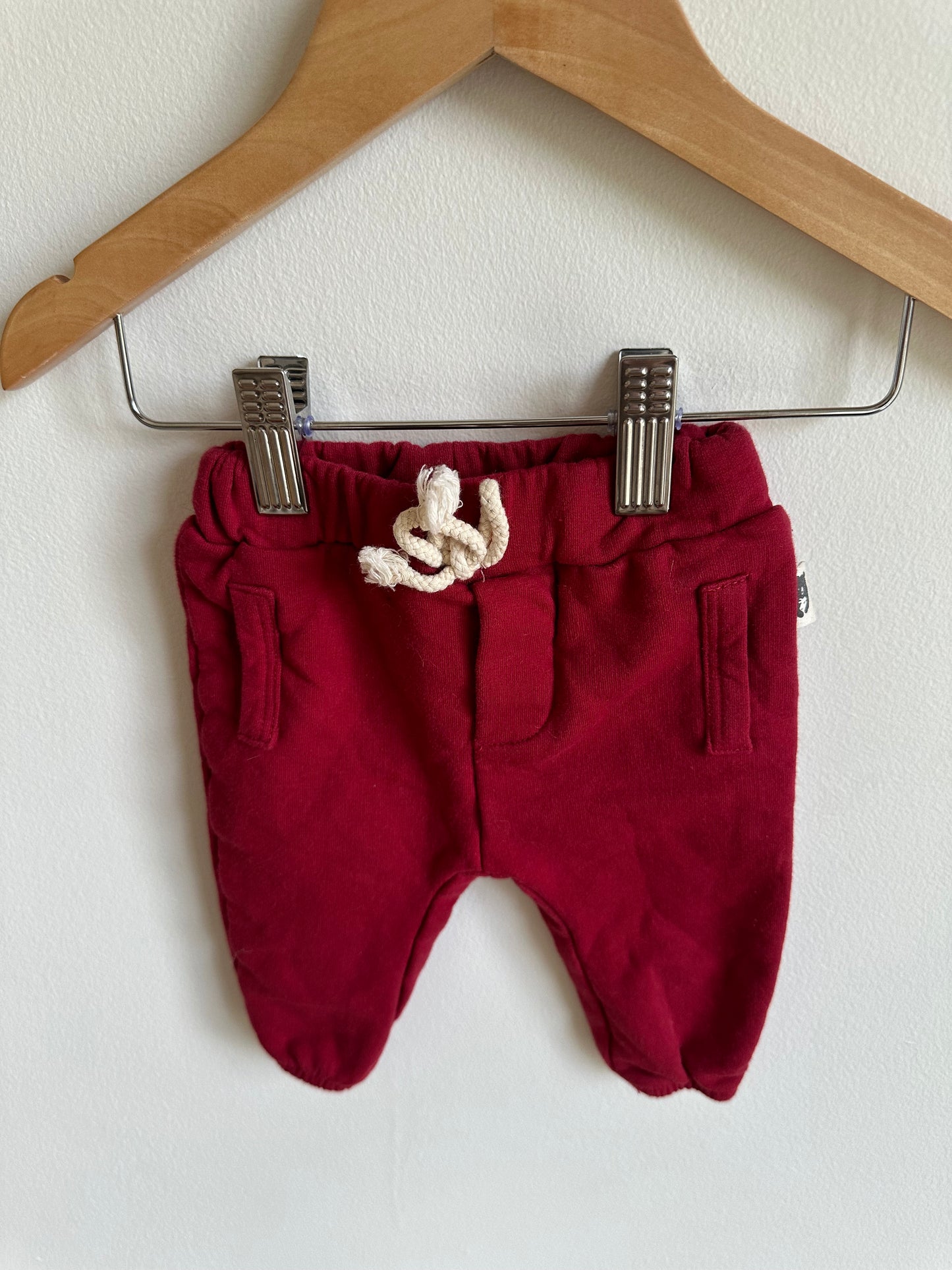 Red Organic Jogger Pants/ 0-3m