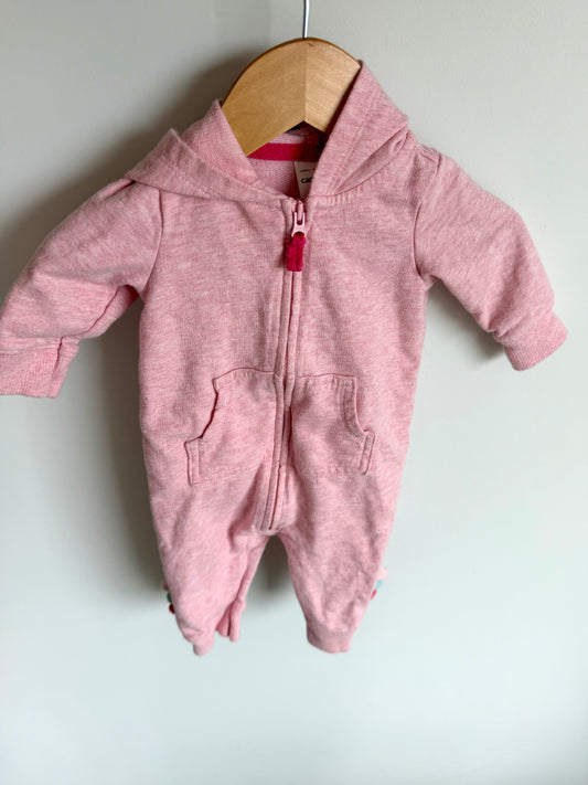 Pink Dino Zipper Jumpsuit / 3m