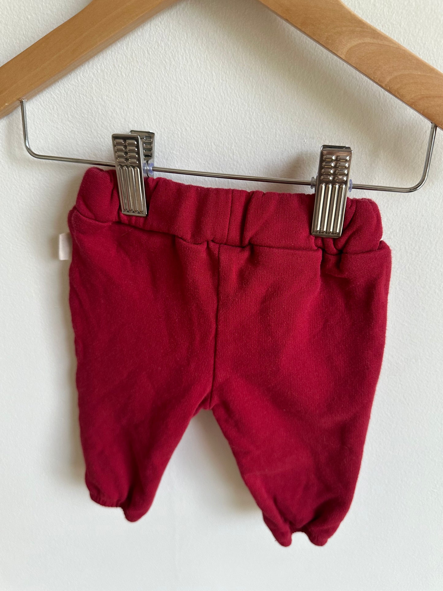 Red Organic Jogger Pants/ 0-3m