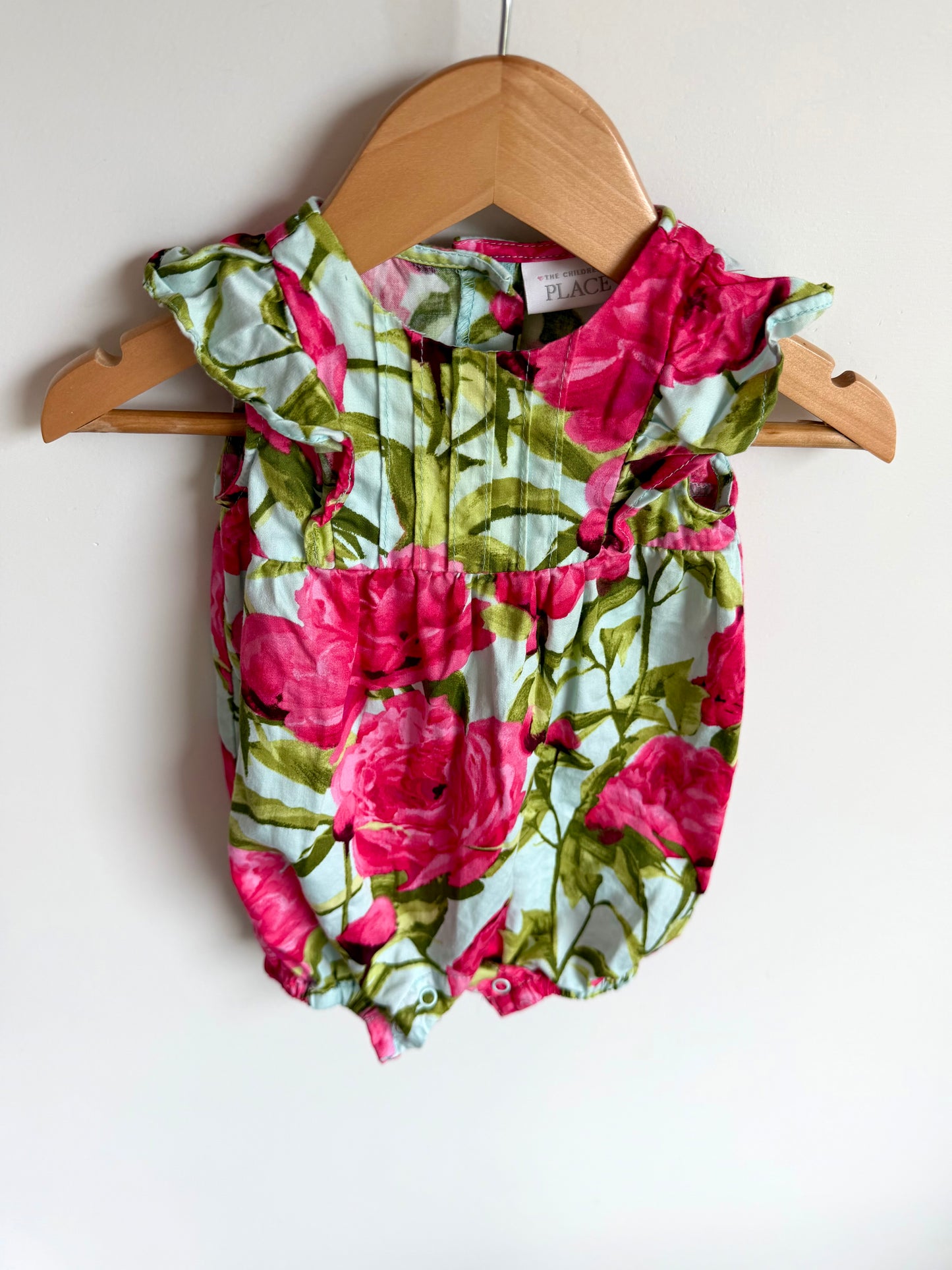 Rose Ruffle Sleeve Romper / 3-6m