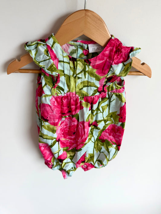 Rose Ruffle Sleeve Romper / 3-6m