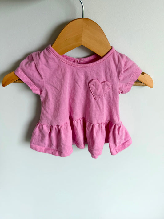 Pink Peplum Heart Top / 0-3m