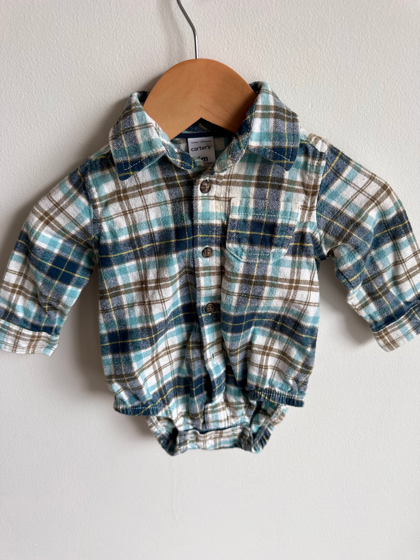 Collared Plaid Bodysuit / 6m