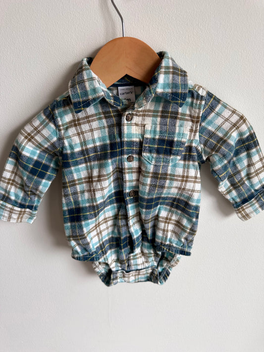 Collared Plaid Bodysuit / 6m