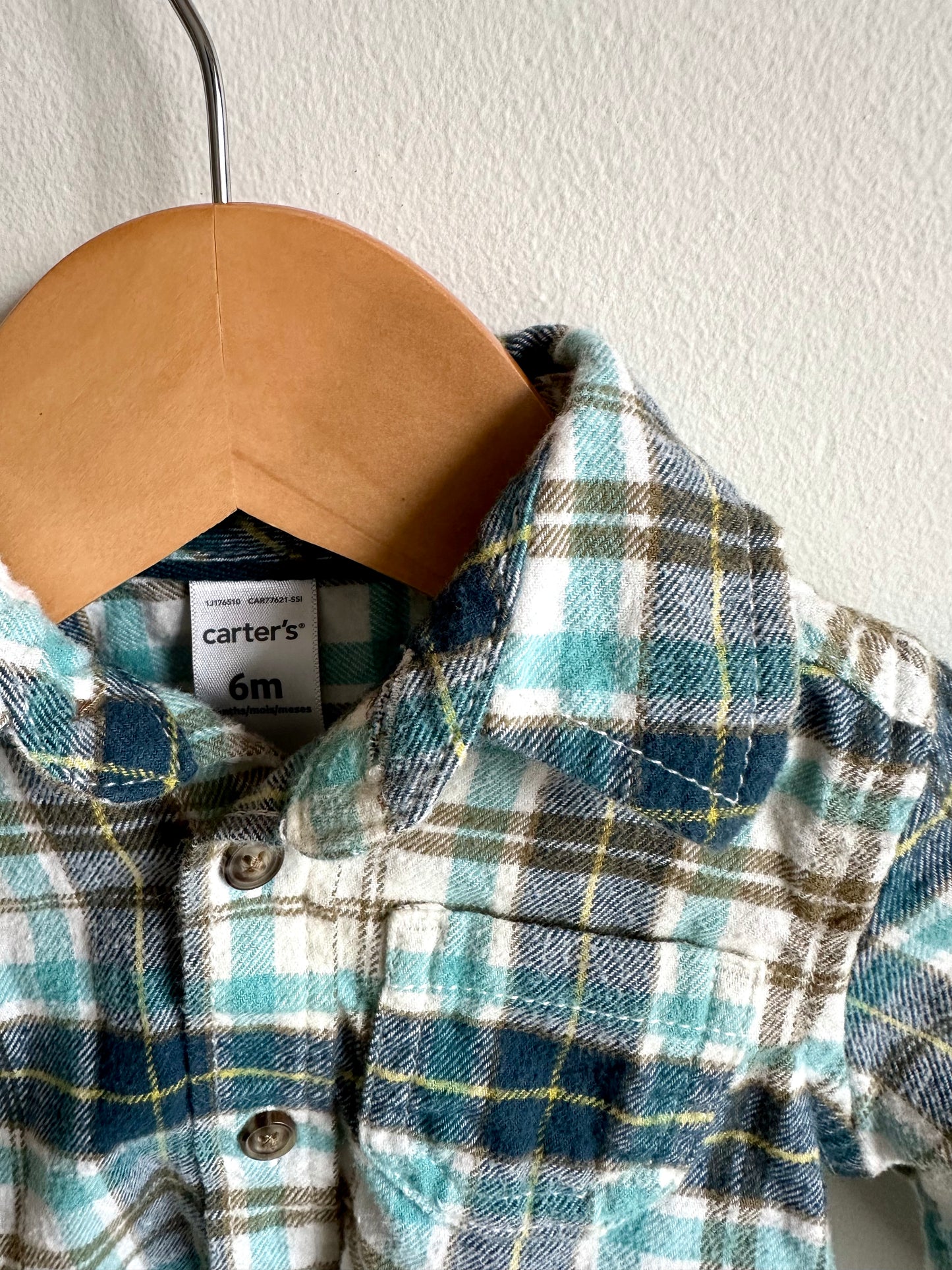 Collared Plaid Bodysuit / 6m