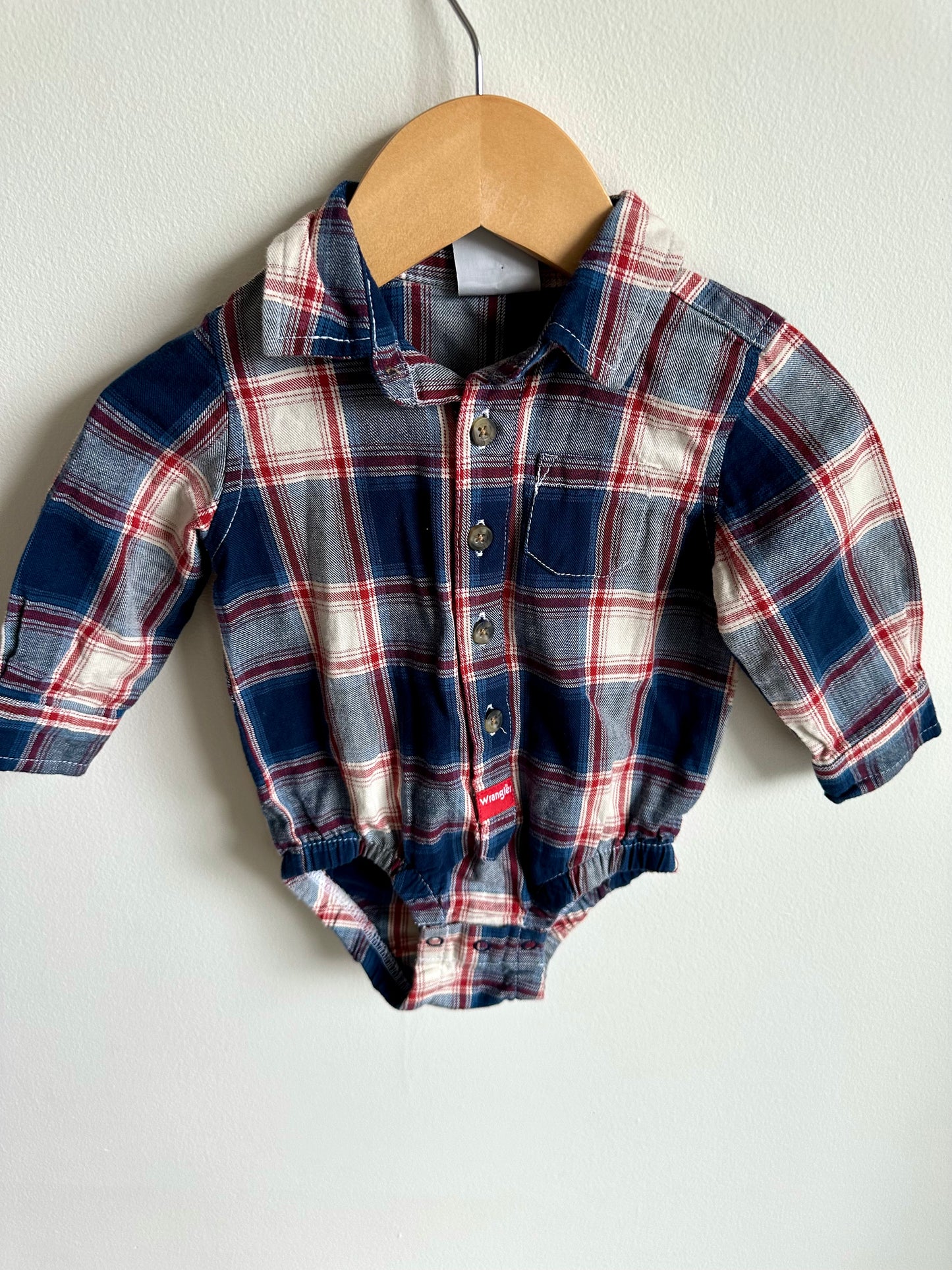 Wrangler Collared Plaid Bodysuit / 9m