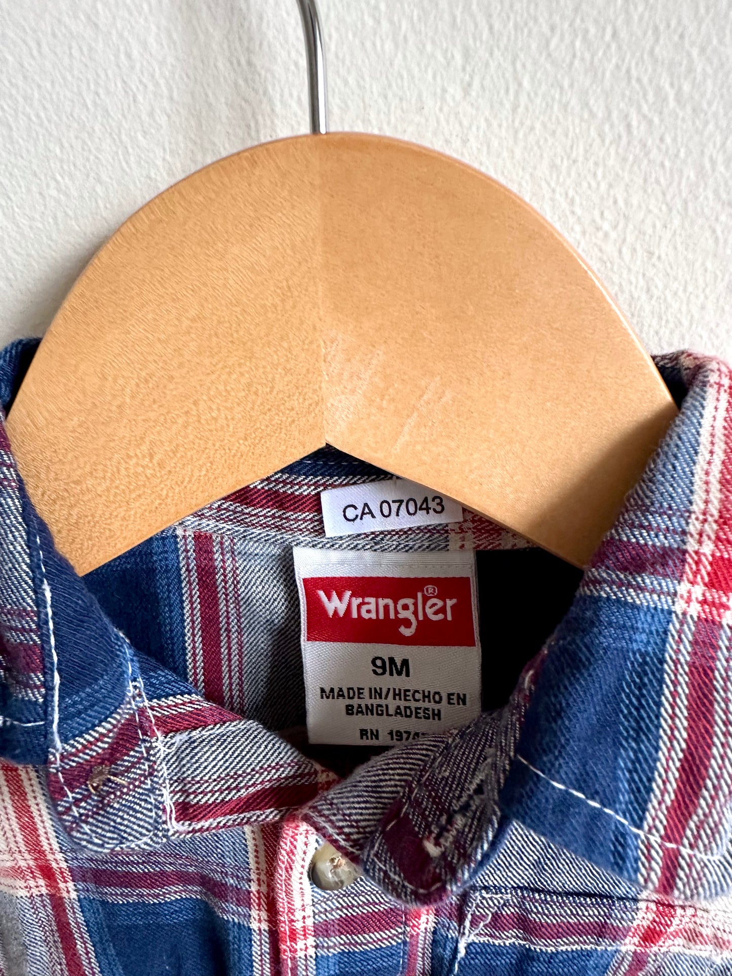 Wrangler Collared Plaid Bodysuit / 9m