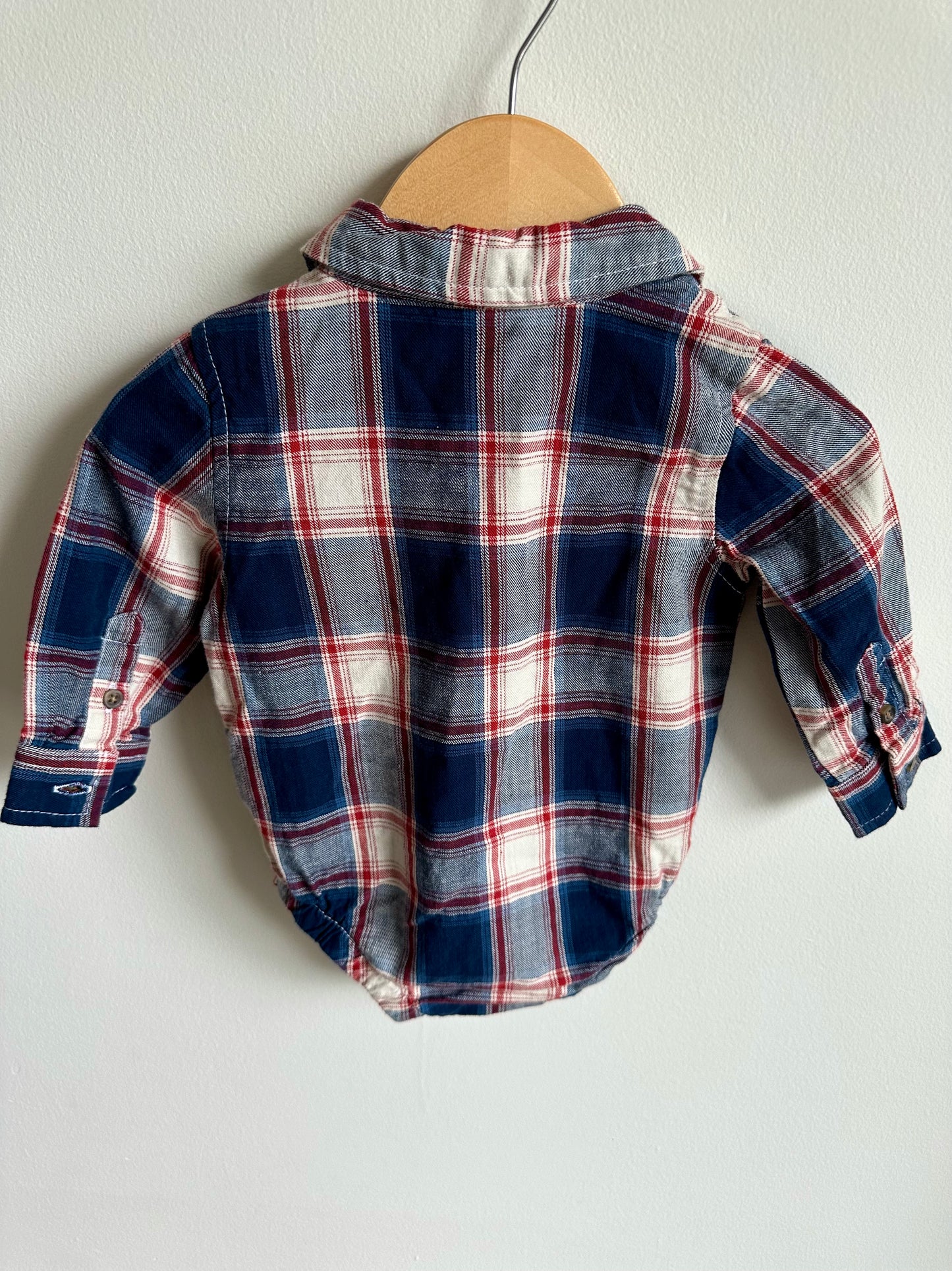 Wrangler Collared Plaid Bodysuit / 9m