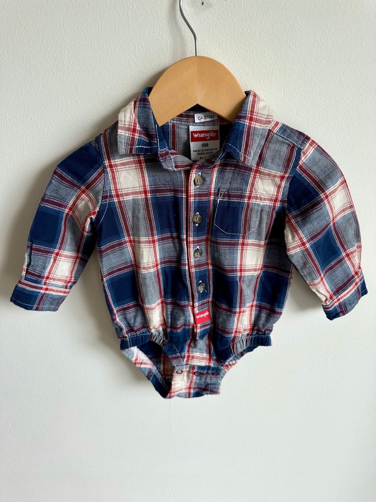 Wrangler Collared Plaid Bodysuit / 9m