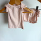 Blush Striped Top + Shorts Set / 3m