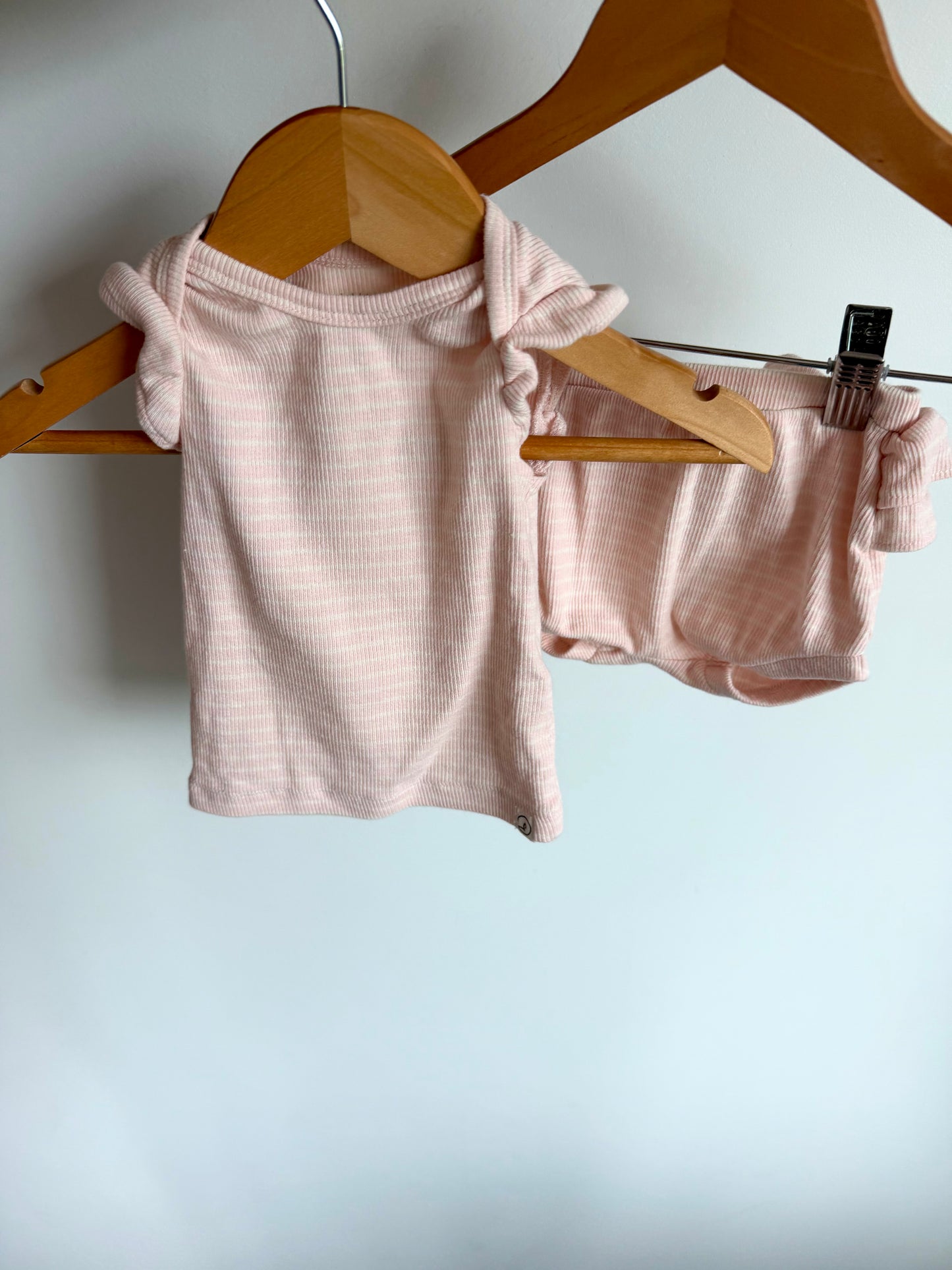 Blush Striped Top + Shorts Set / 3m
