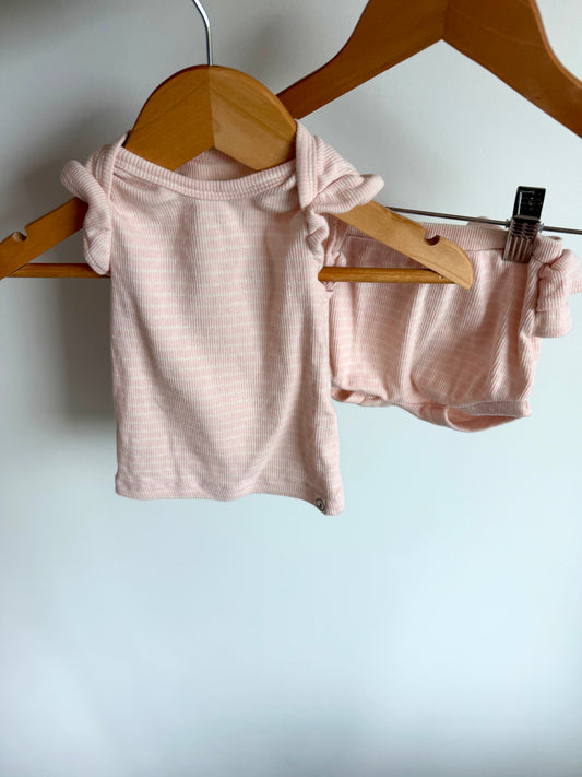 Blush Striped Top + Shorts Set / 3m