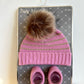 Pink Beanie with Slippers (In Package) / 0-6m