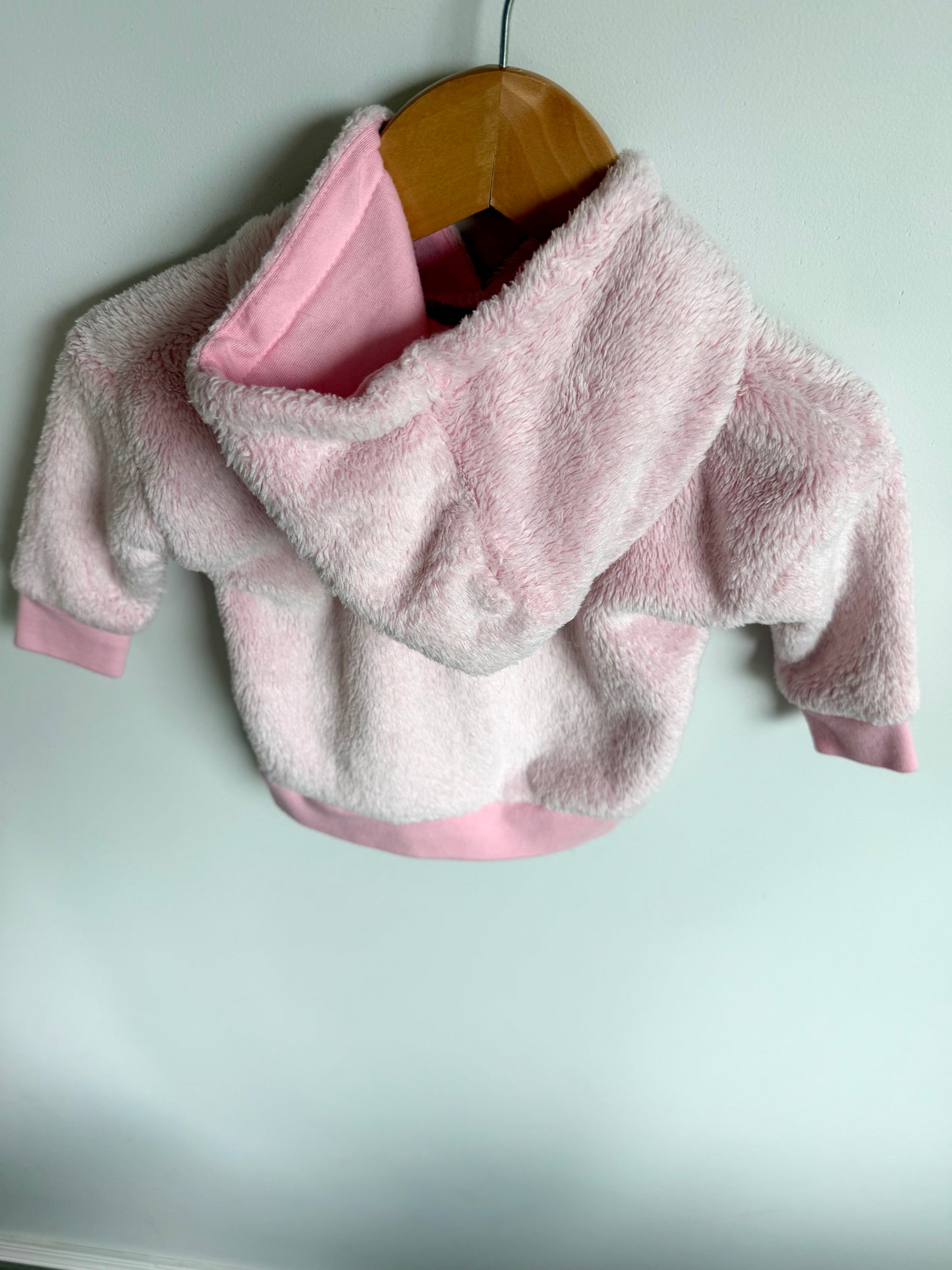 Fuzzy Pink Bunny Hoodie / 3-6m