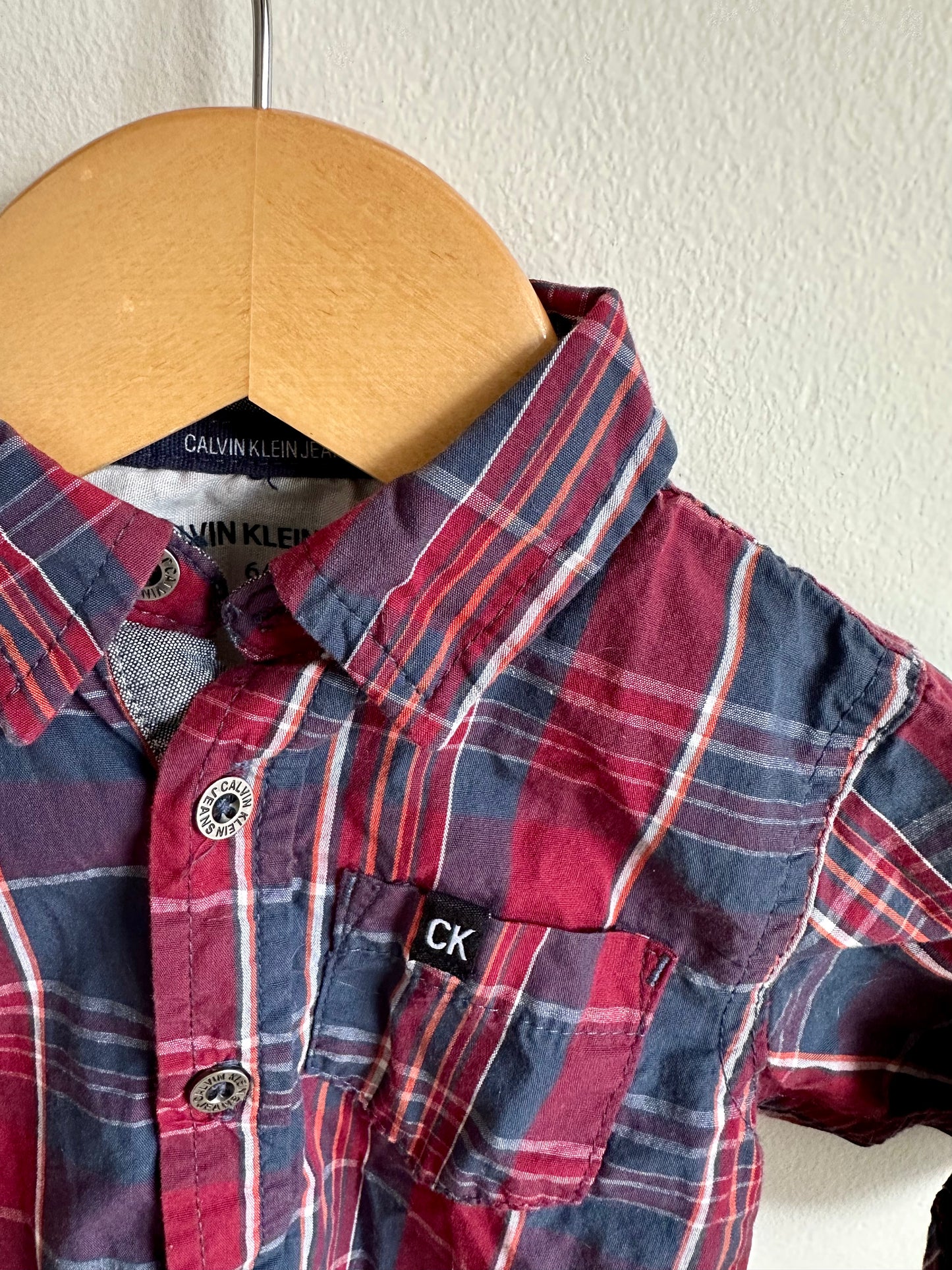 CK Plaid Pocket Dress Shirt / 6-9m