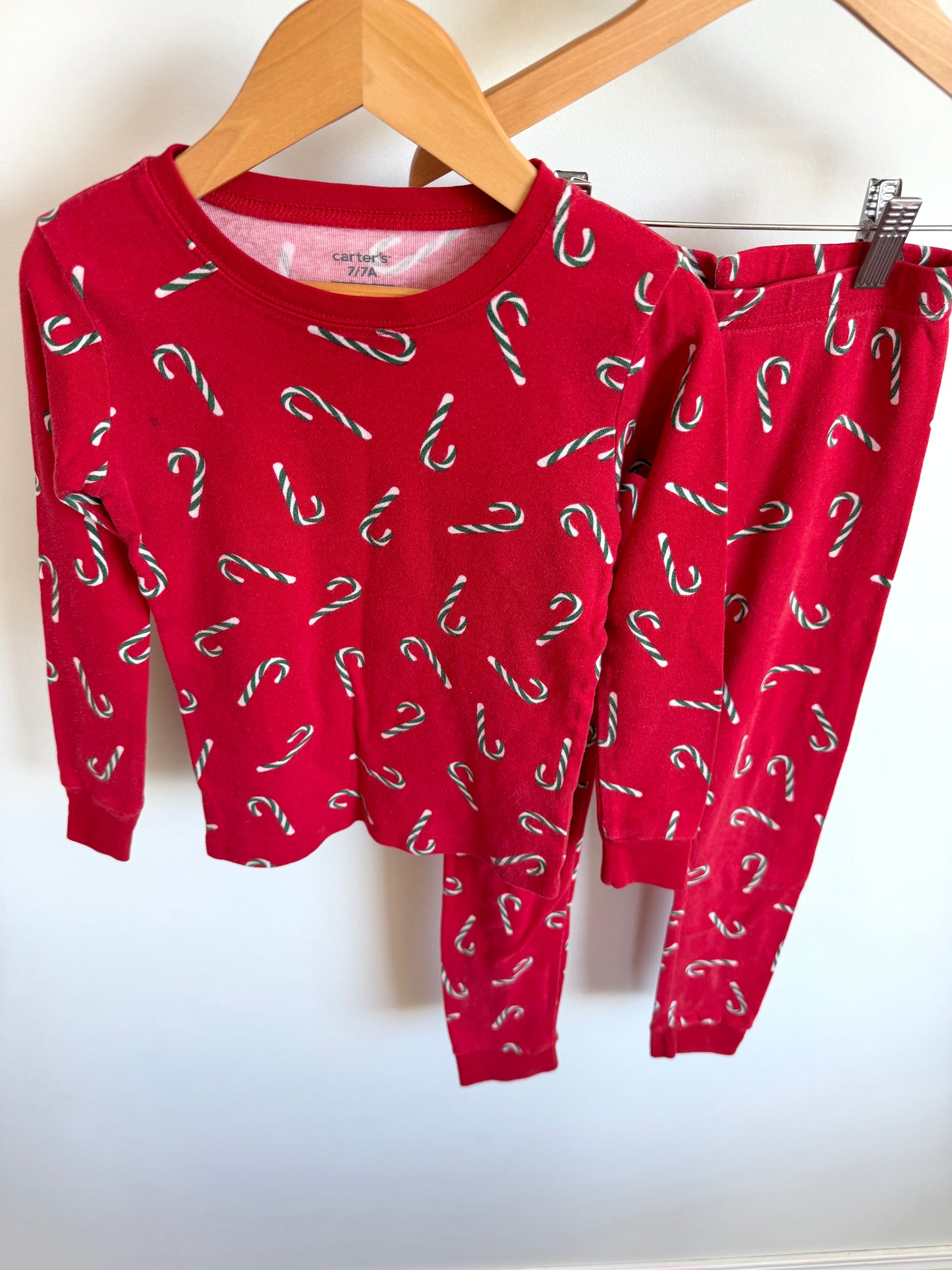 Red Candy Cane PJ Set / 7 years