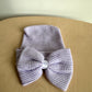 Newborn Purple Striped Bow Toque / 0m