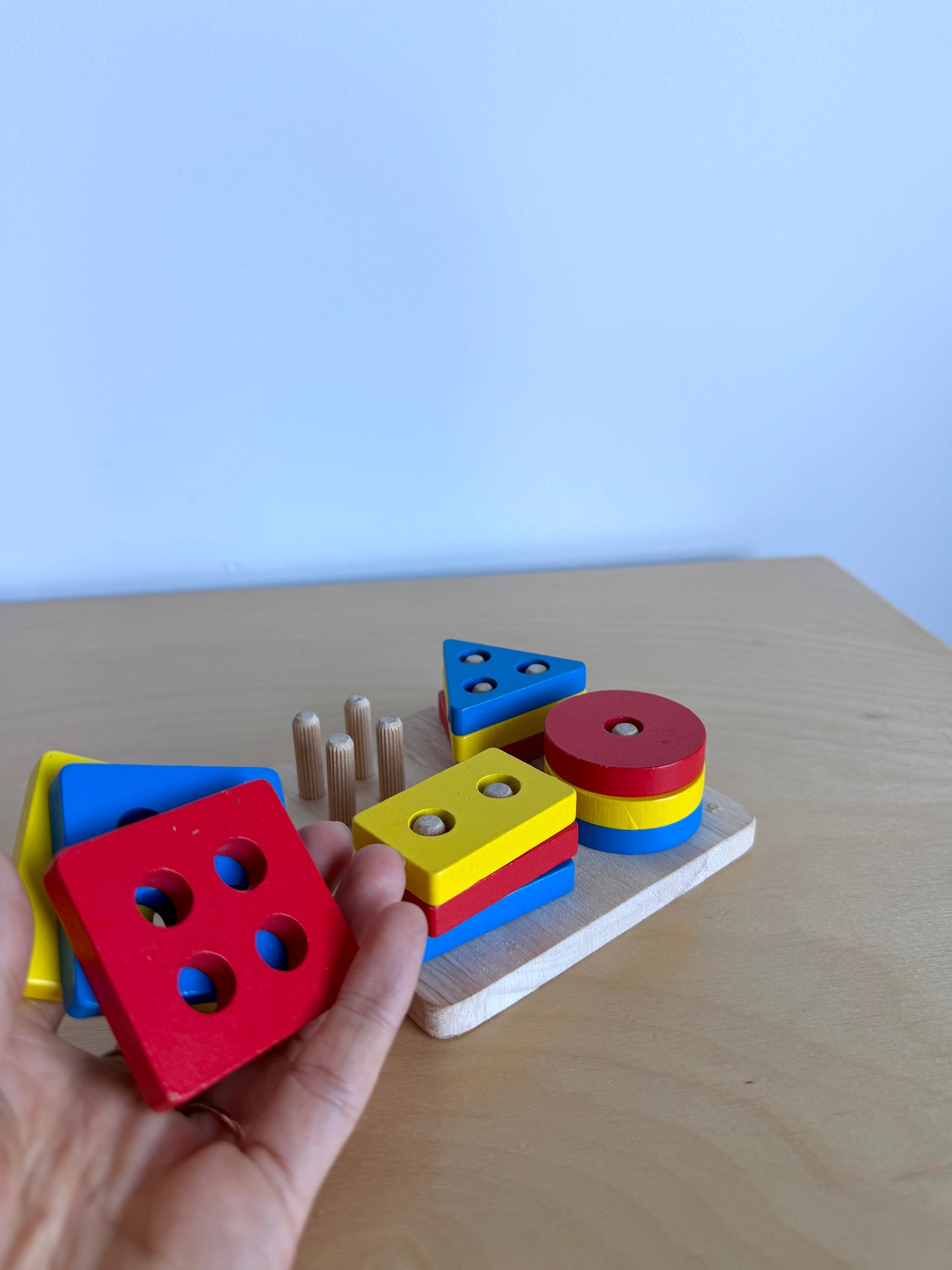 Wooden Peg Board Shape Toy (No Shipping)