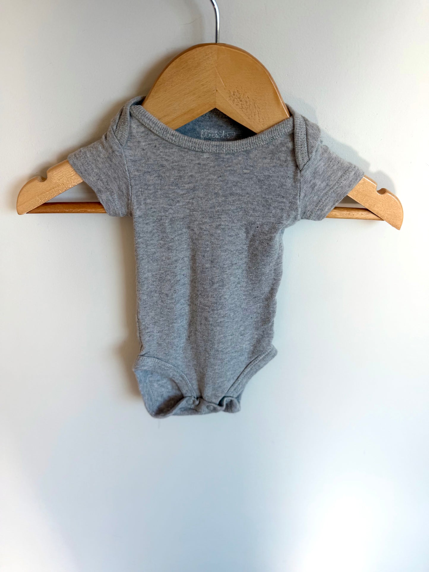 Grey Cotton Bodysuit / 0m