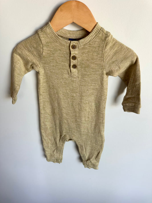Lime Green Knit Jumpsuit / 6-12m