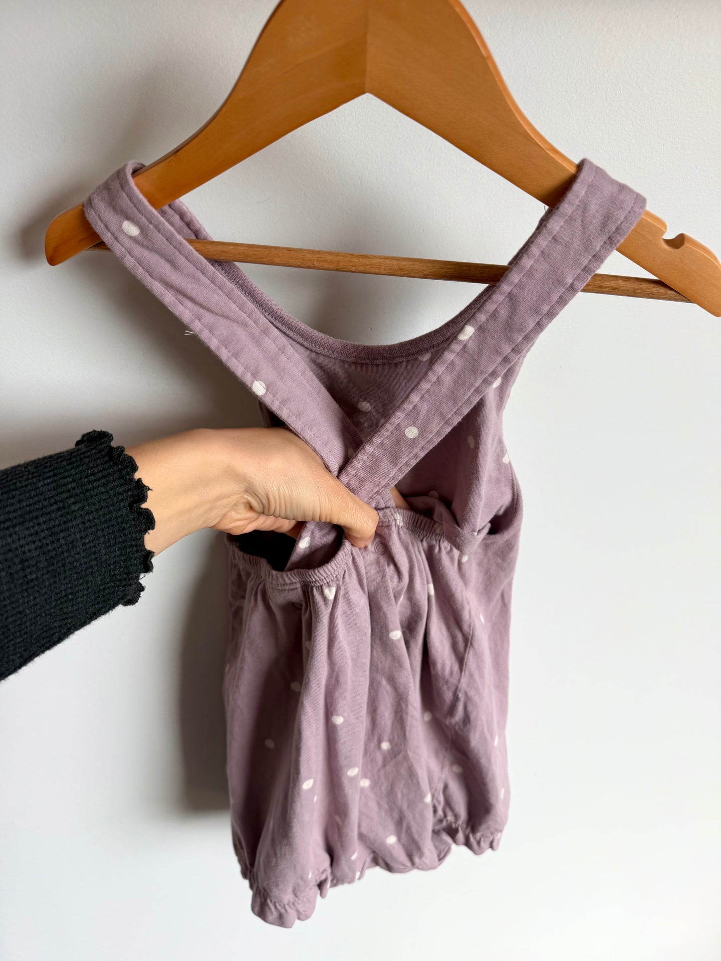 H&M Dot Purple Overall Bubble Romper / 3T