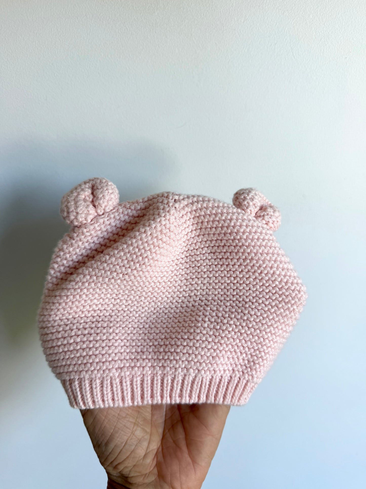 Pink Knit Bear Ear Toque / 0-3m
