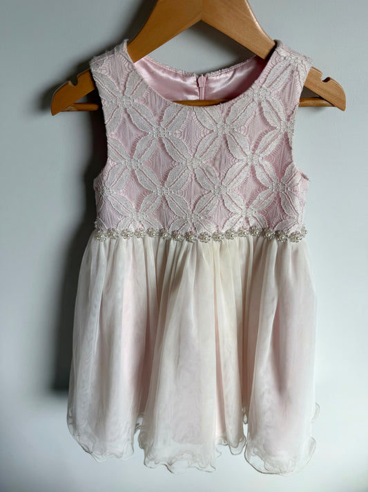 Formal Pink Belt Jewel Dress (PLAY) / 4T