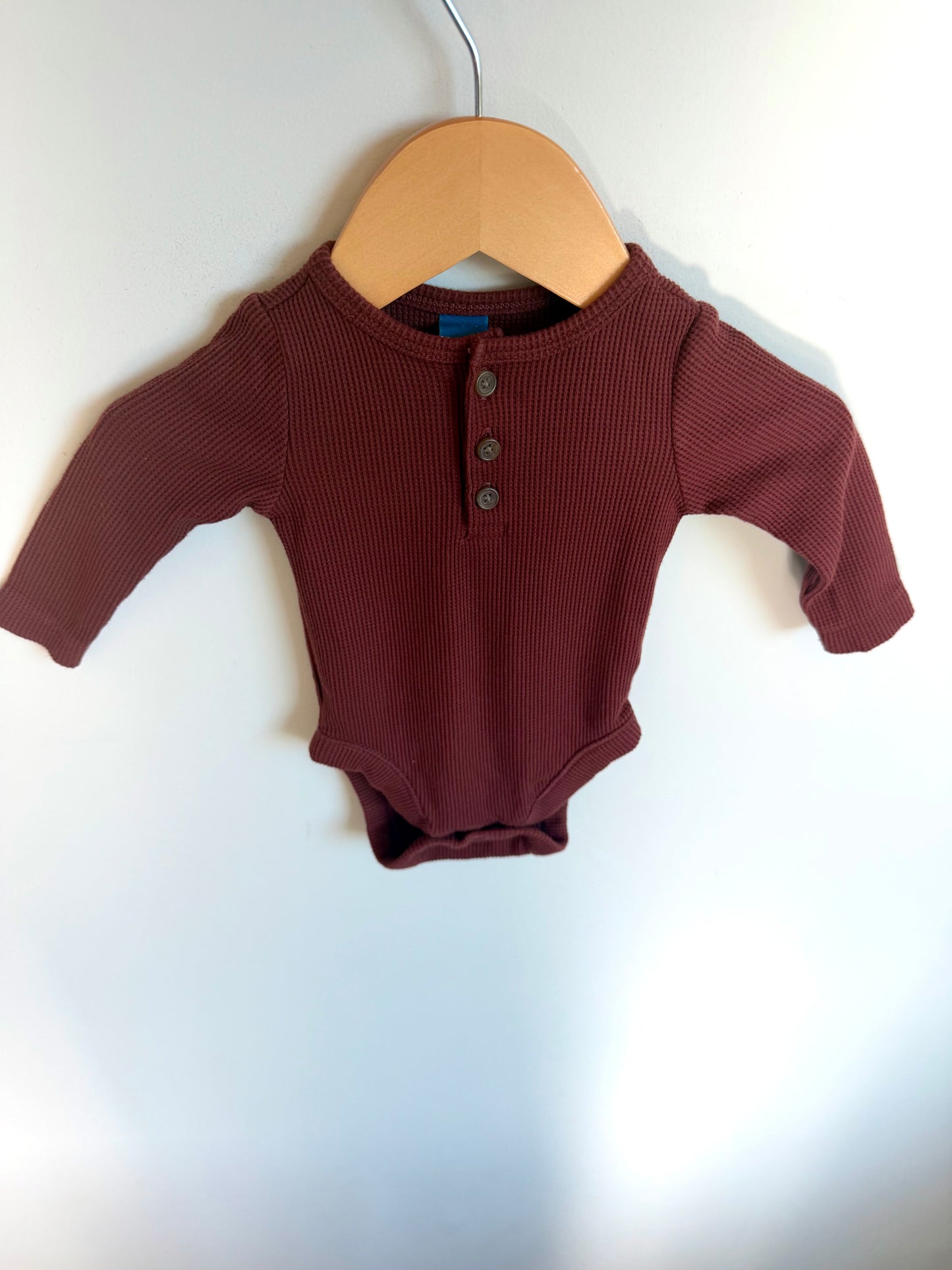 Rust Waffle Longsleeve Bodysuit / 0-3m