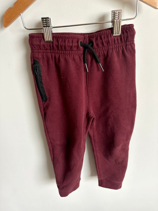 Maroon Black Zipper Pants / 3T