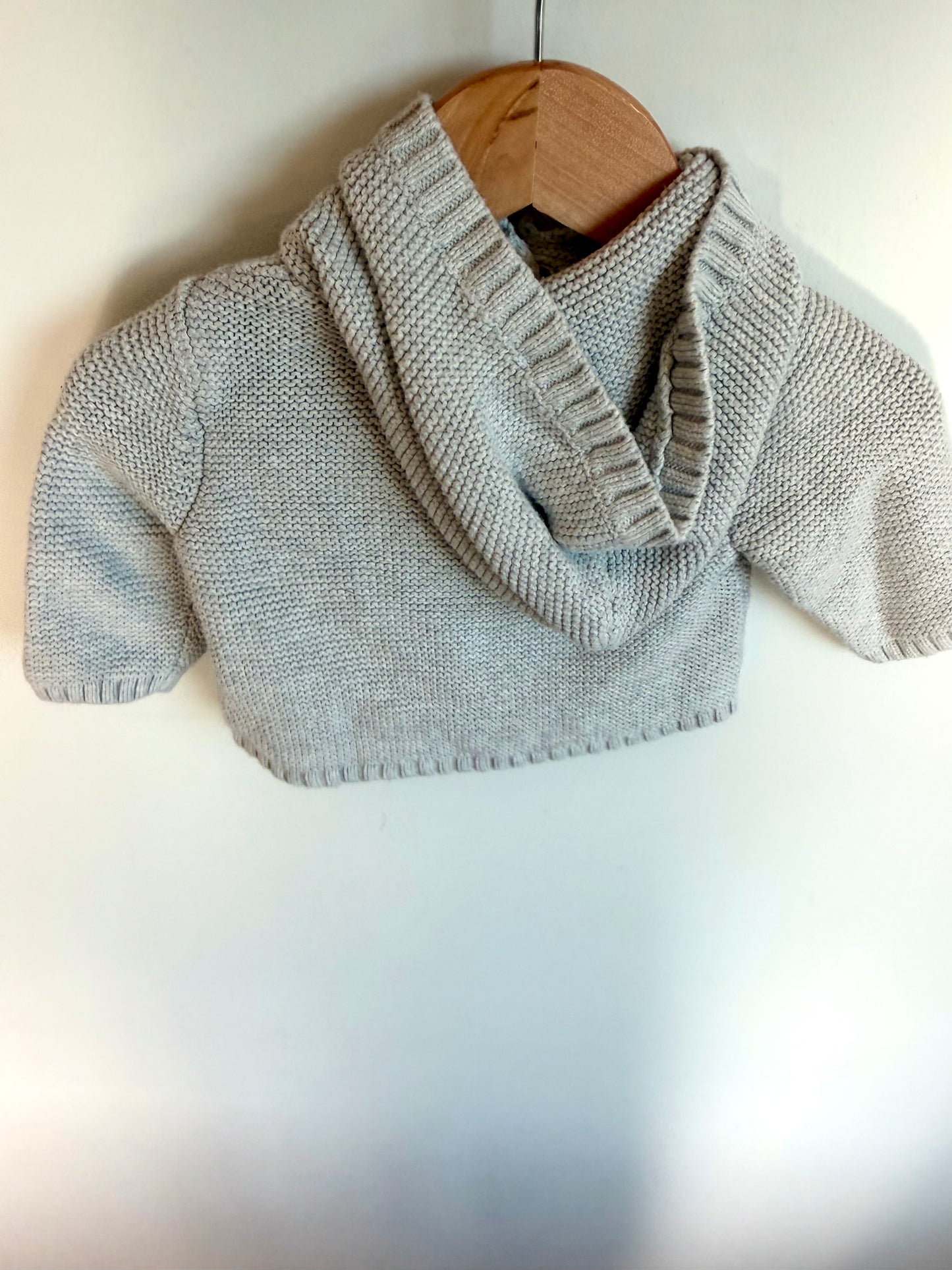 Grey Knit Button Sweater / 3-6m
