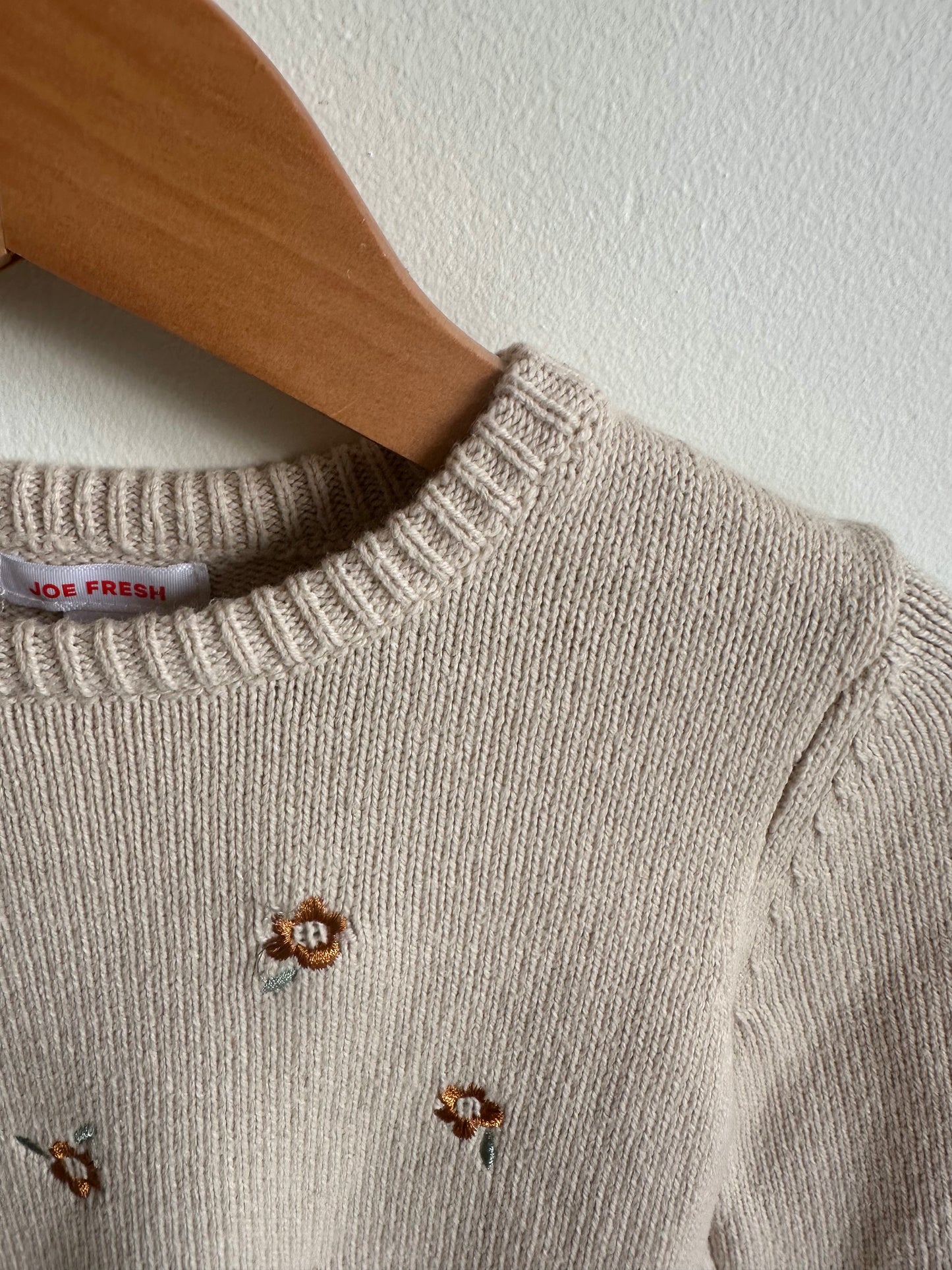 Tan Knit Floral Sweater / 3T