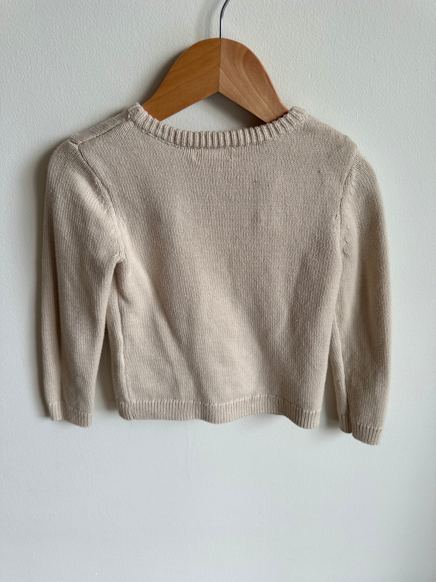 Tan Knit Floral Sweater / 3T