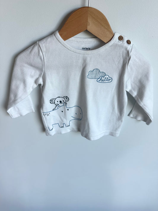 Hello White Long Sleeve Top / 9m