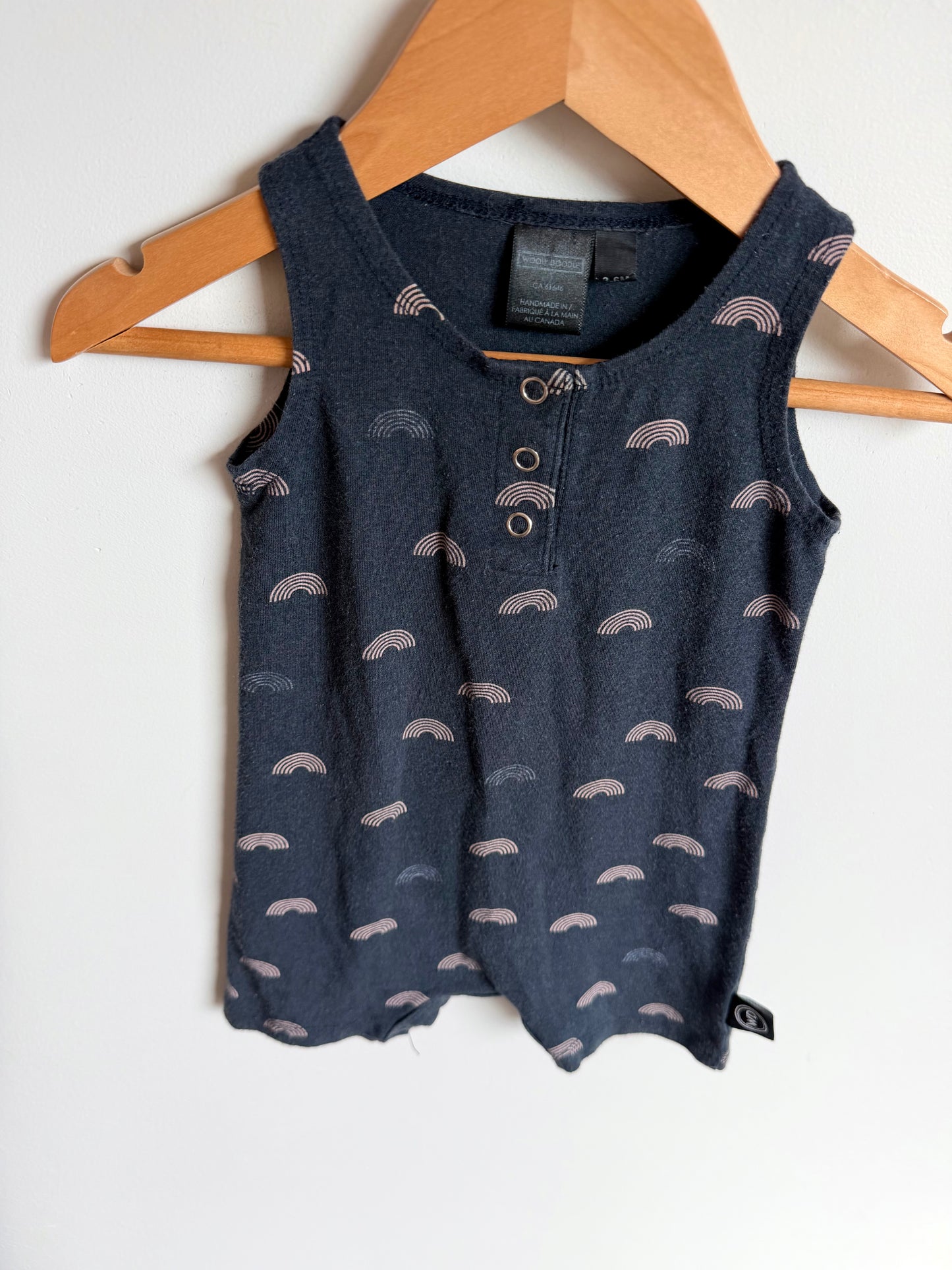 Rainbow Made in Canada Bamboo Romper / 12-18m