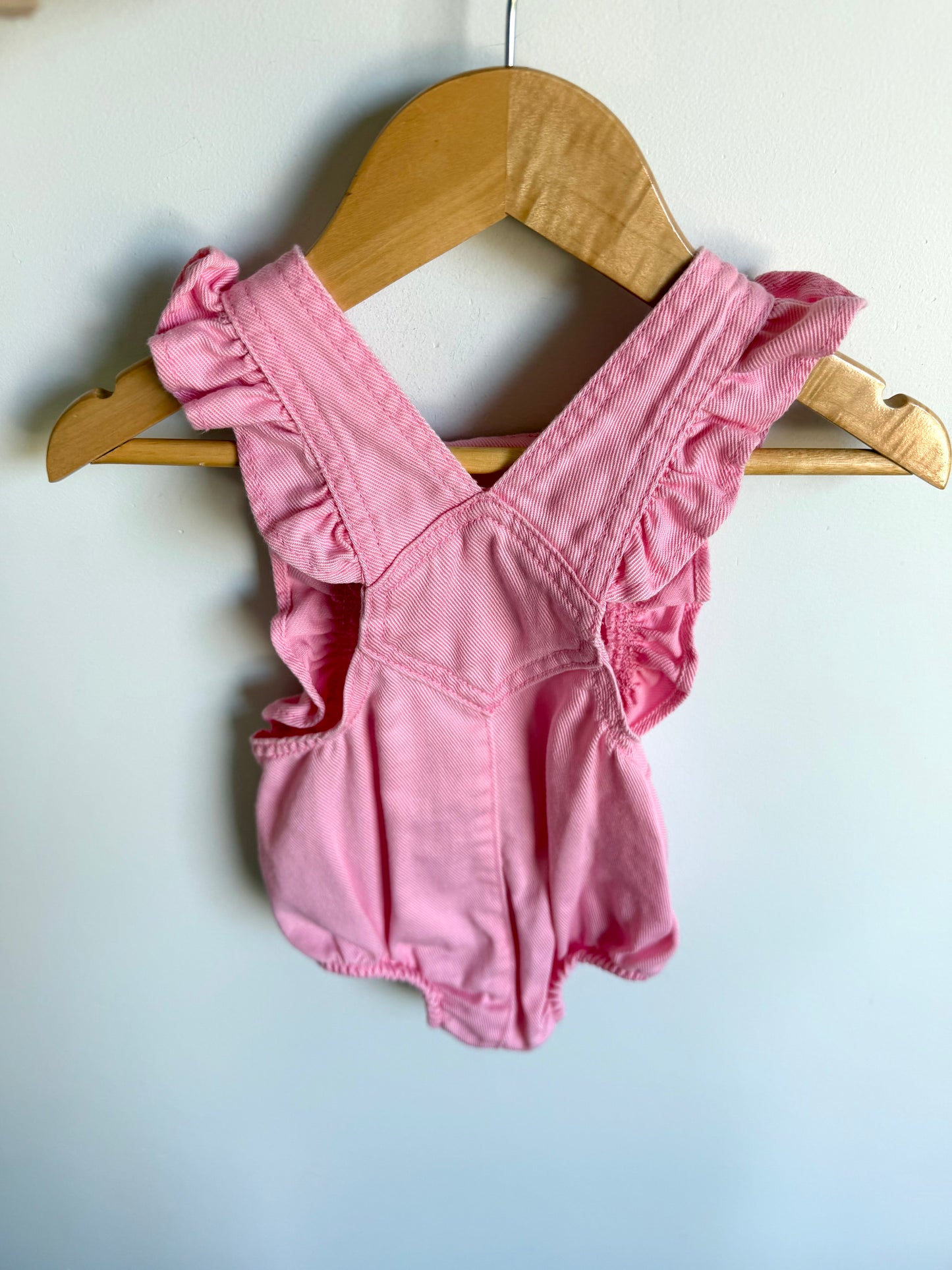 Pink Ruffle Bubble Romper / 6-12m