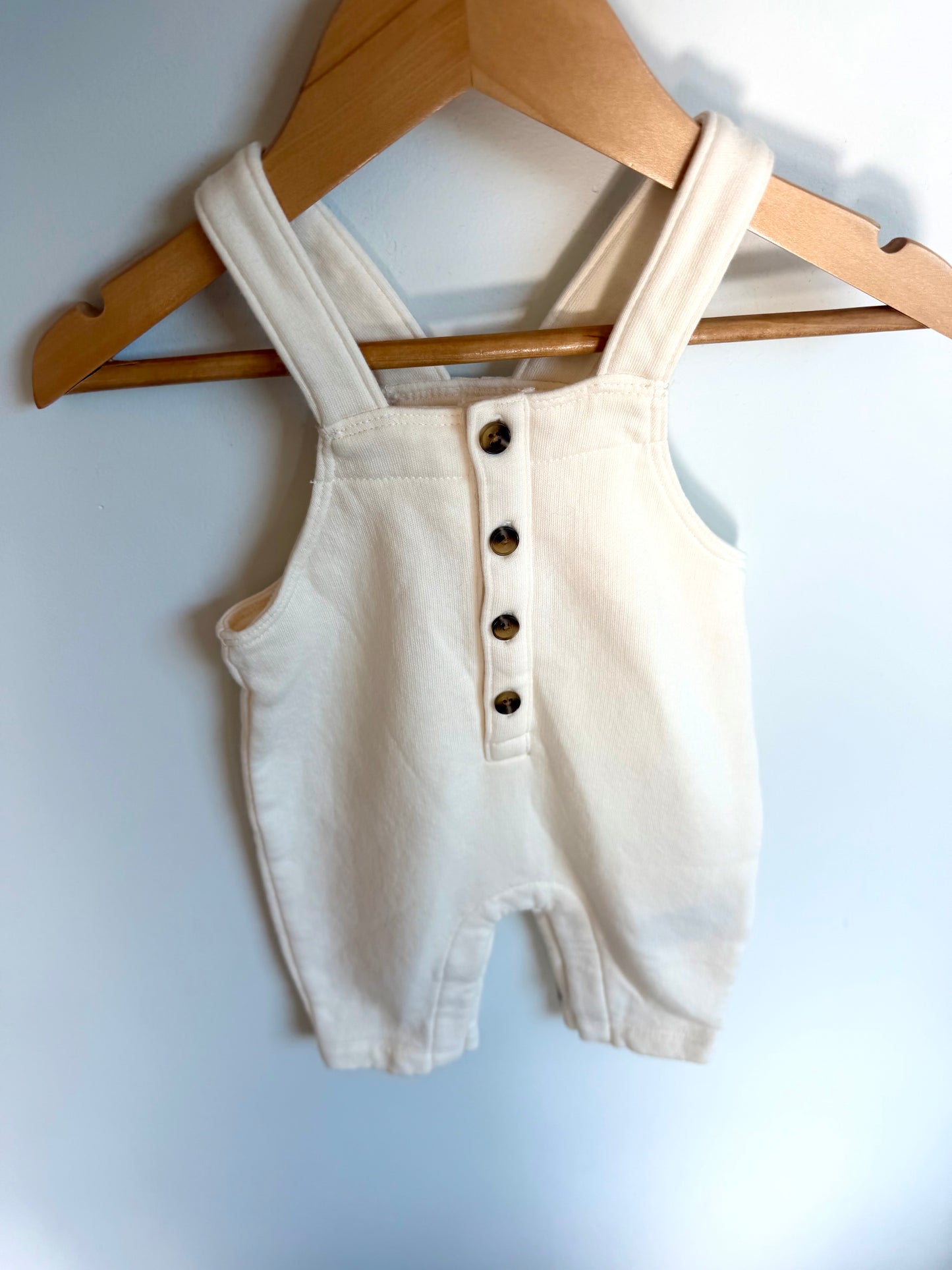 Cream Buttons Overalls / 0-3m