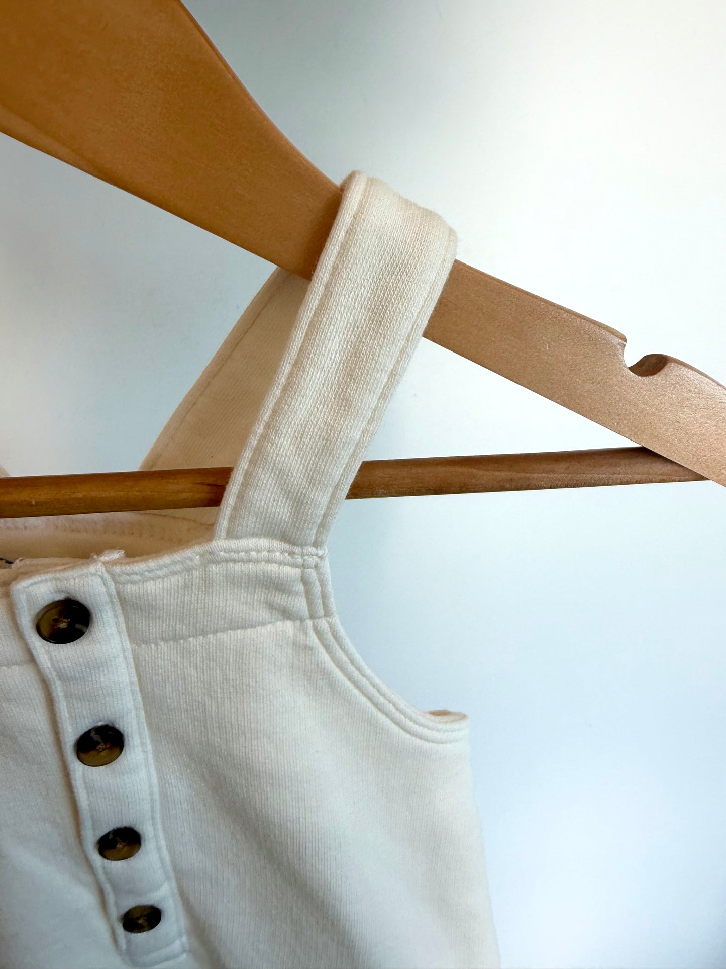 Cream Buttons Overalls / 0-3m