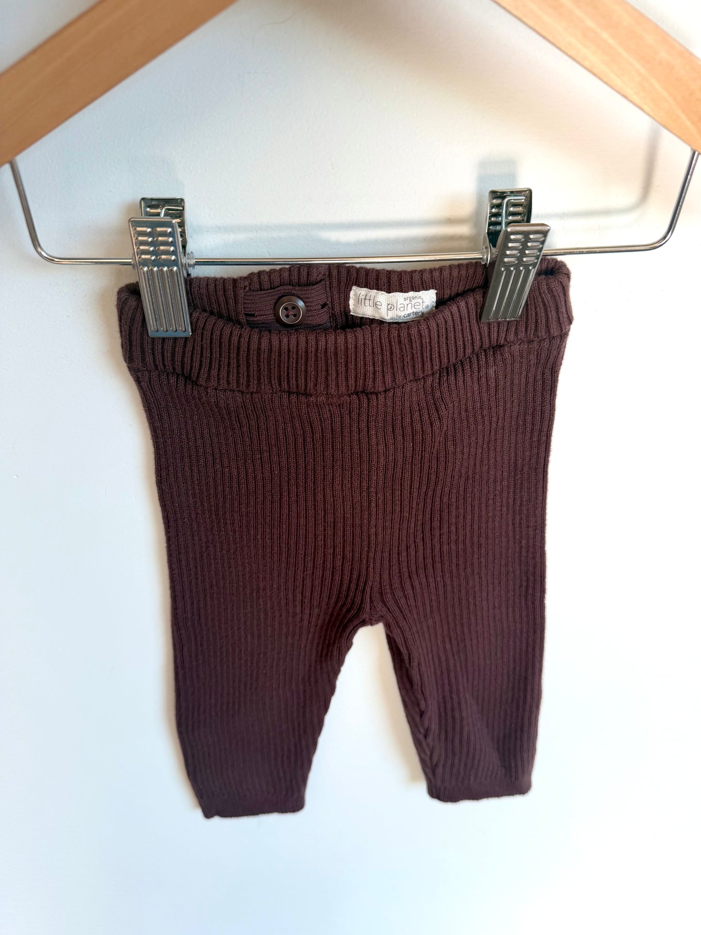 Brown Ribbed Leggings / 6m