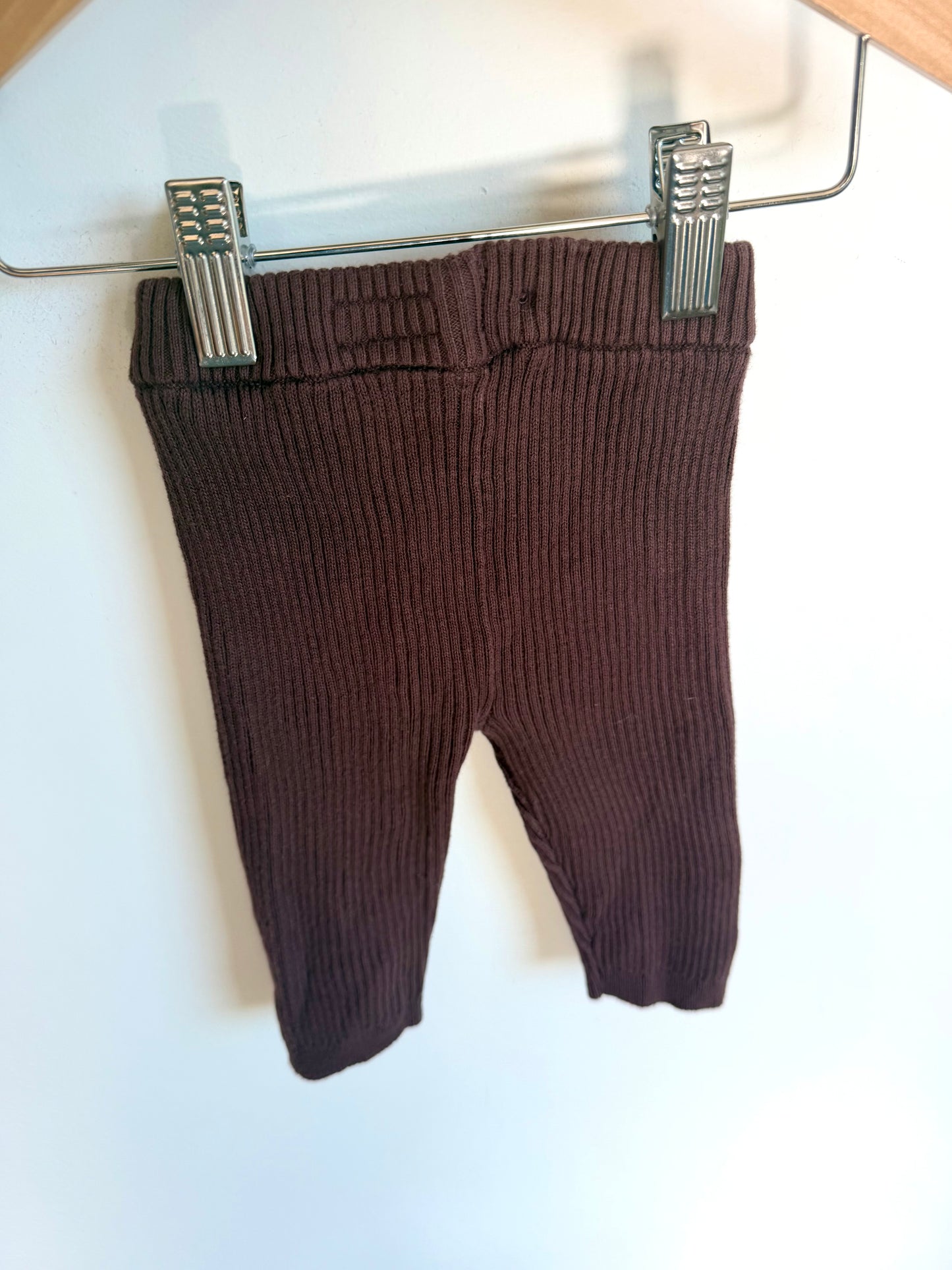Brown Ribbed Leggings / 6m
