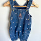Vintage Heart Embroidered Denim Overalls / 6-9m