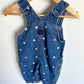 Vintage Heart Embroidered Denim Overalls / 6-9m
