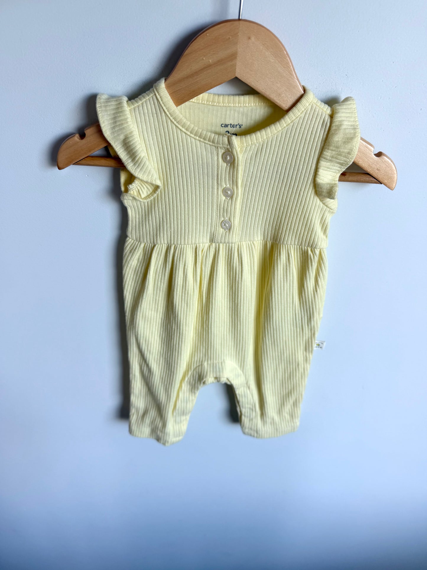 Yellow Ribbed Romper / 3m